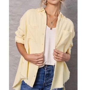 La Miel Yellow Gauze Button Down Top
